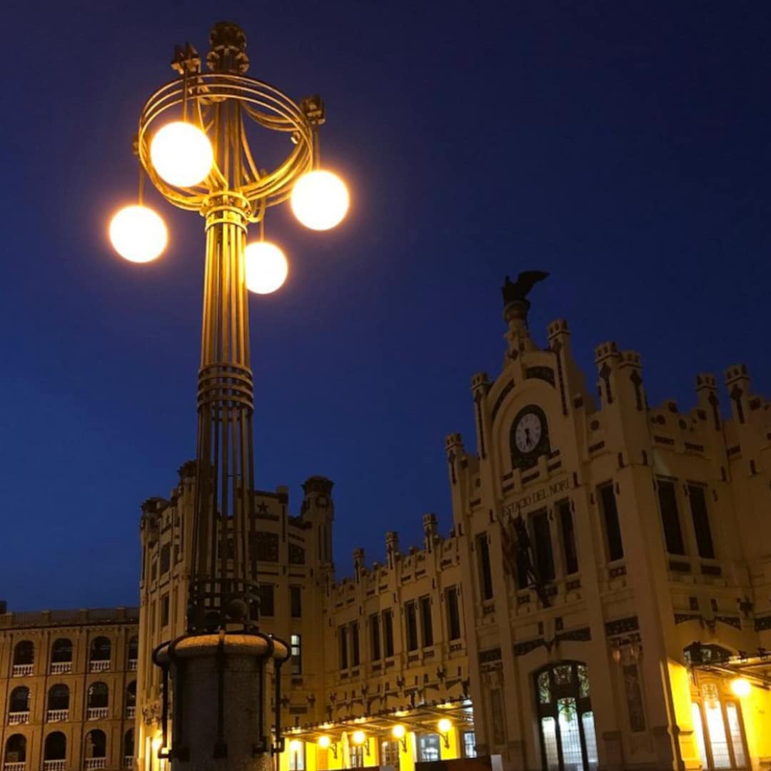 Estació del Nord in Valencia exterior at night