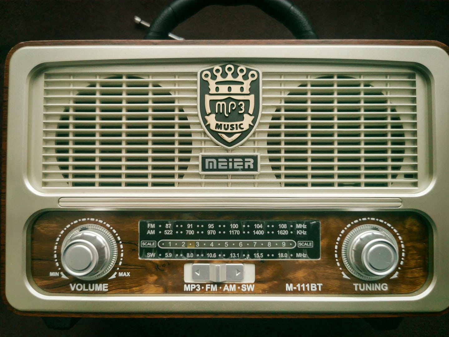 vintage radio in close up photography