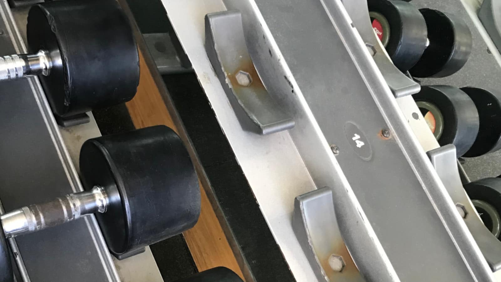 Empty spots for hand-weights.