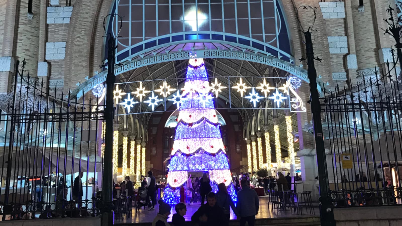 Christmas tree of lights at Mercat Colon.
