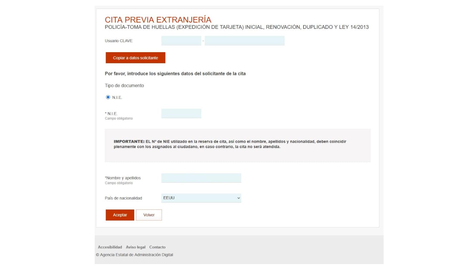 Copy in your NIE and add name if needed.