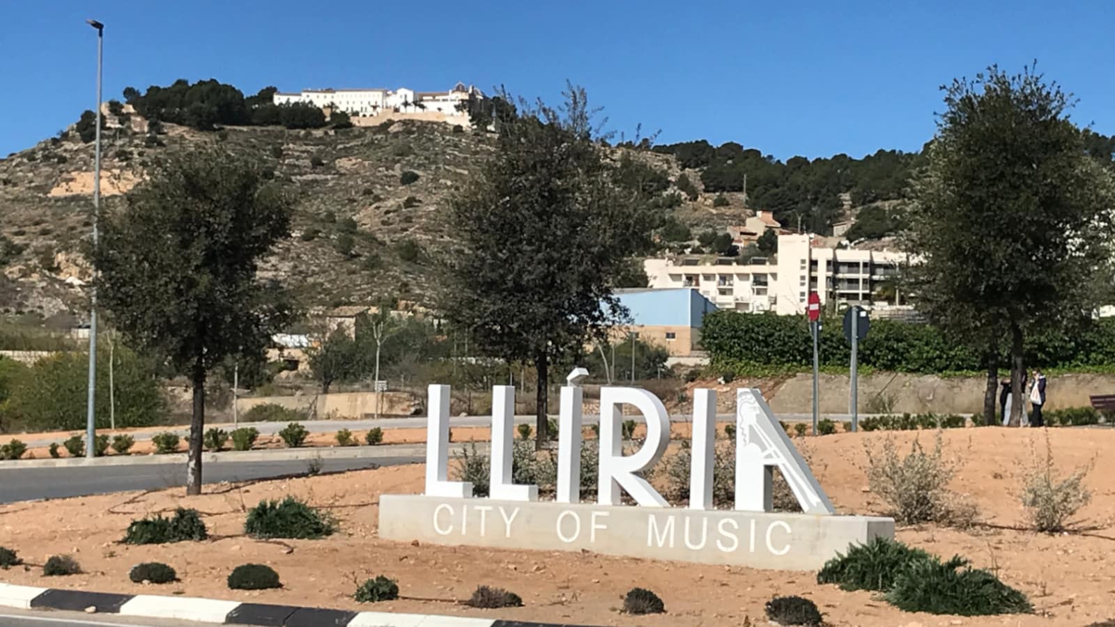 Large 3D sign with the word's "Lliria - City of Music"